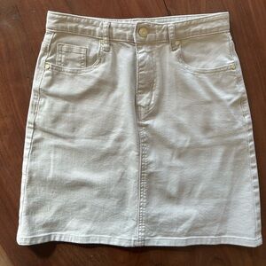 Unique Vintage Cream Pencil Denim Skirt